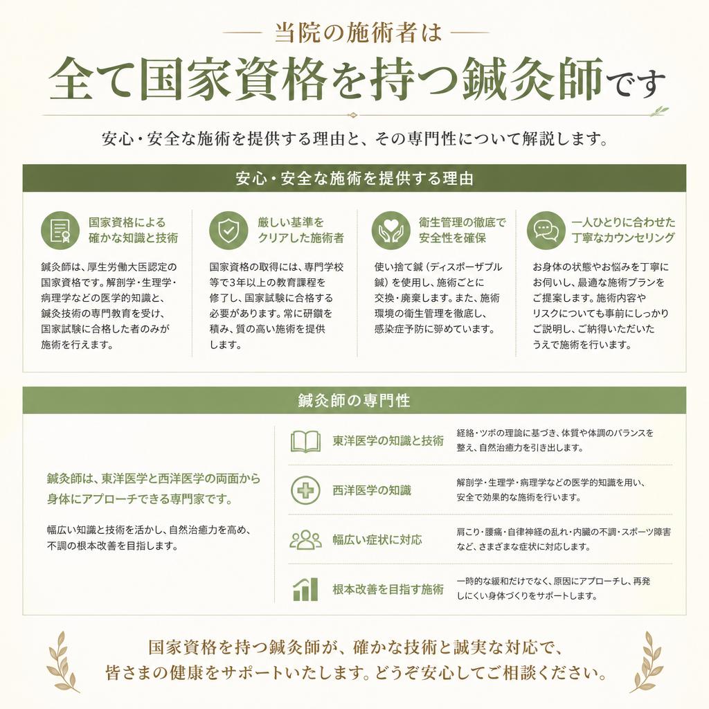 国家資格を持つ専門家が施術