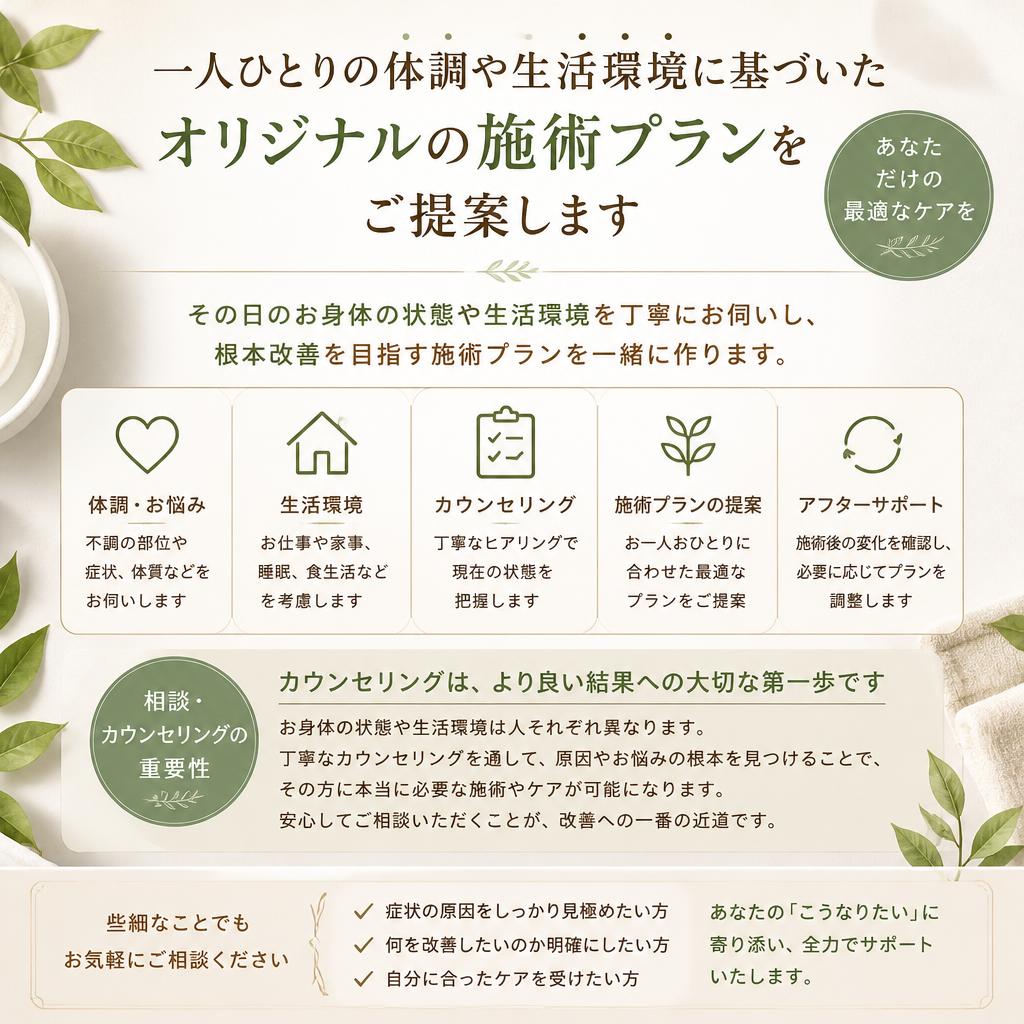 個別に合わせた施術プラン