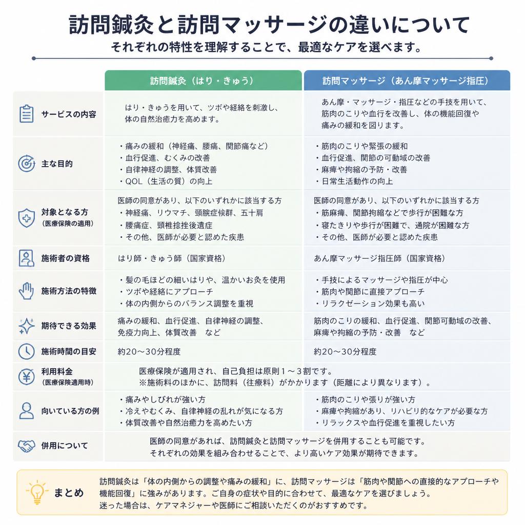 訪問マッサージとの違い